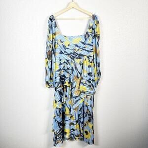 Pearl by Lela Rose NWT‎ Womens Metallic Floral Square Neck Dress Size 12
